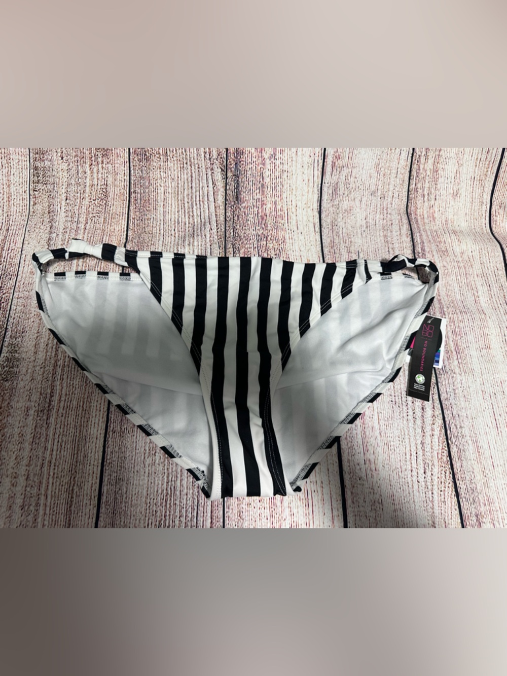 No Boundaries Black & White Striped Bikini Bottom